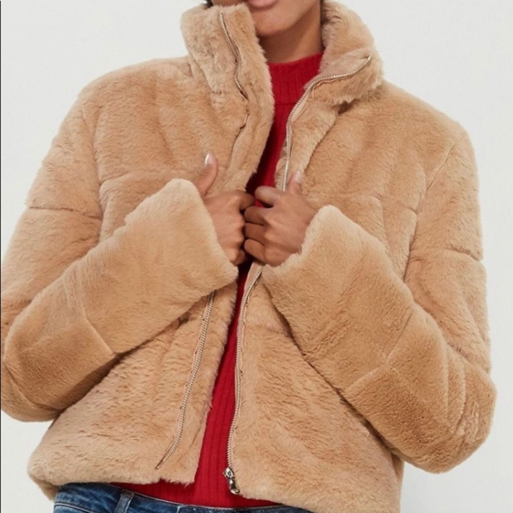 Tiger mist faux fur puff jacket